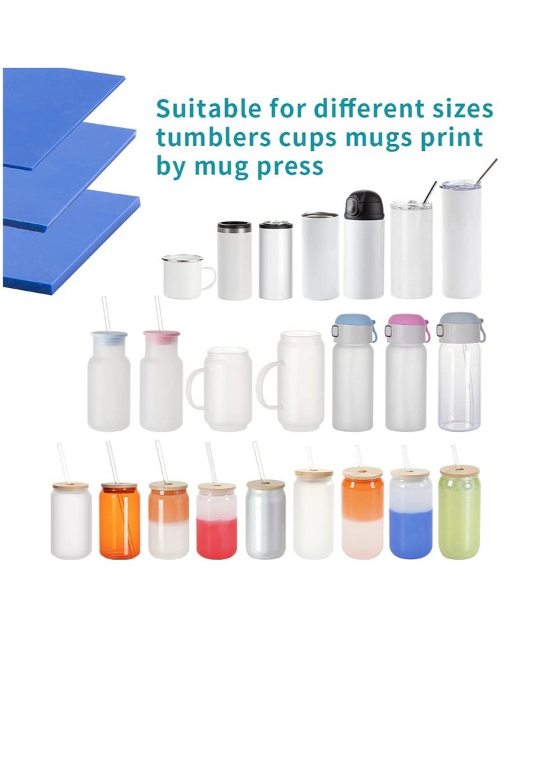 3 Pcs Silicone Mug wrap Wrap Sleeve, Sublimation Tumblers Wrap for Cricut Mug Press, Suitable for Mug Cup Press Machine Tumbler Heat Press Attachment (Blue, 9.8x4.8)