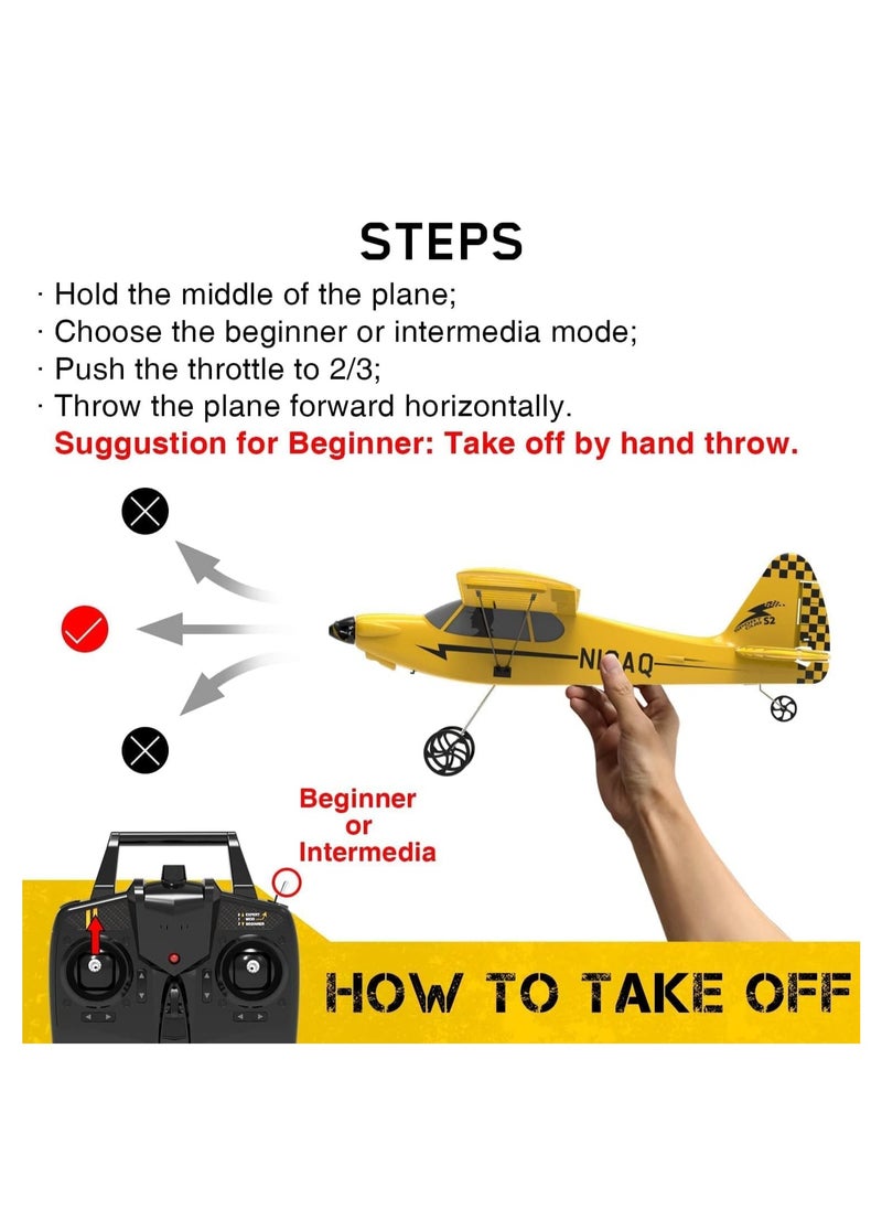 RC Plane, Trainer Sport Cub 3CH Remote Control Airplane, with Prop Saver, 6-Axis Gyro Stabilizer u0026 3 Modes to Fly, Radio Controlled Aircraft RTF, RC Glider, Easy to Fly for Adults Kids Beginners