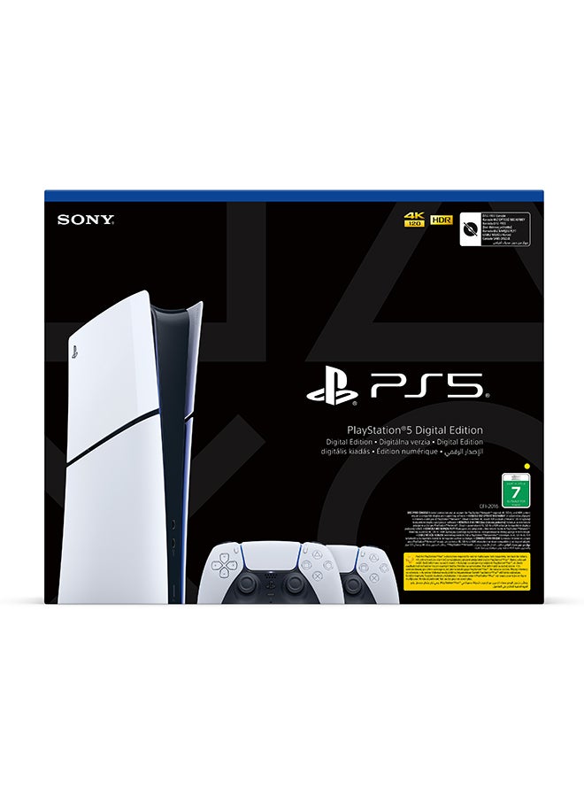 Sony PS5 Slim (Official Version) Console Digital Bundle with Extra DualSense Wireless Controllers