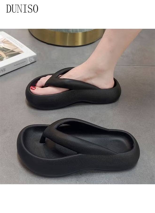 Comfortable Slippers for Women Non-slip Thick Sole Slide Sandal Open Toe Quick Drying Flip Flops House Bedroom Slippers Women's Bath Slipper House Sandals for Indoor & Outdoor