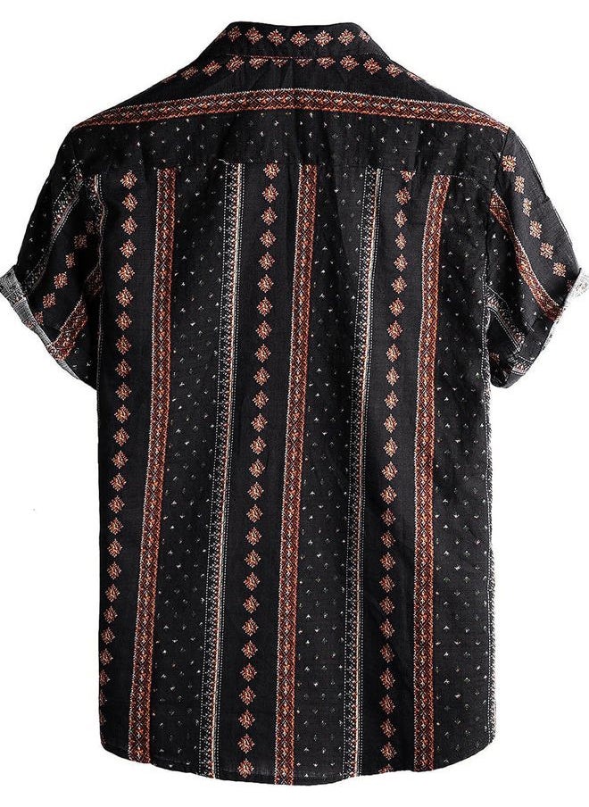 Mens Casual Hawaiian Floral Shirts Short Sleeve Button Down Tropical Shirts Beach Summer Shirts XX-Large Black Orange