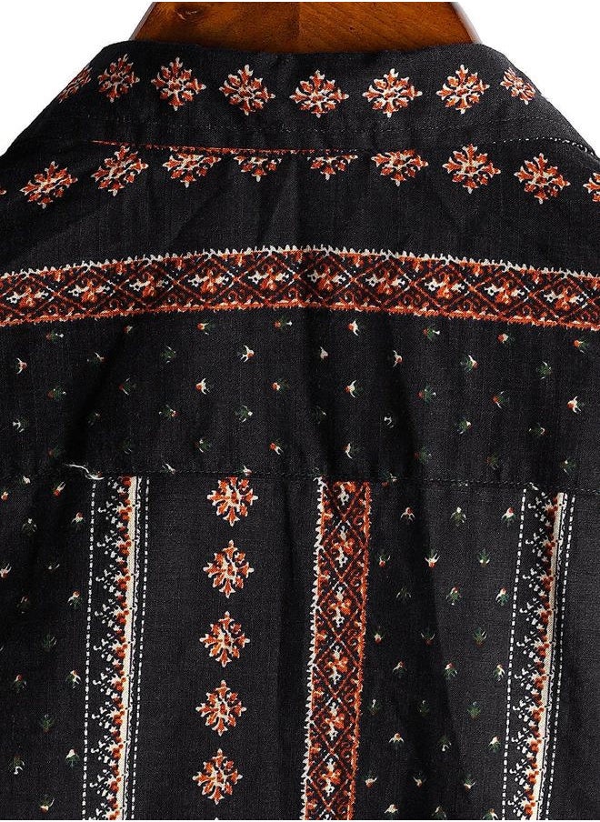 Mens Casual Hawaiian Floral Shirts Short Sleeve Button Down Tropical Shirts Beach Summer Shirts 3X-Large Black Orange