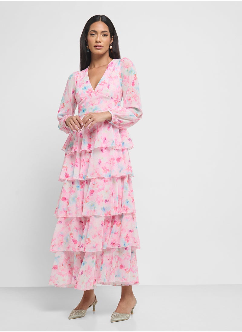 Tiered Floral Maxi Dress