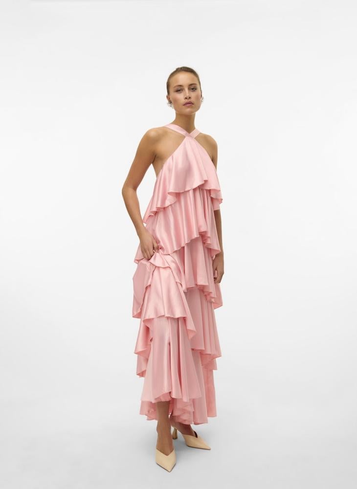 Ruffled Halter Maxi Dress
