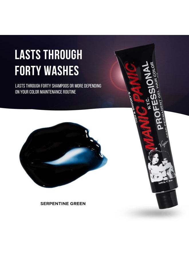 Manic Panic Professional Color Serpentine Green - Medium True Green Semi Permanent Gel Hair Dye - Lasts Through 40+ Washes - No Developer Required (3oz)