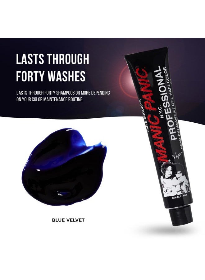 Professional Color Blue Velvet - Deep Violet Based Blue Semi Permanent Gel Hair Dye - Lasts Through 40+ Washes - No Developer Required (3oz)