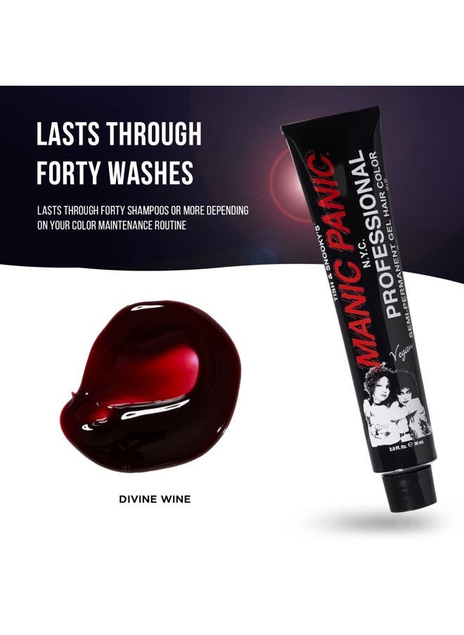 Professional Divine Wine - Medium Violet Based Red Semi Permanent Gel Hair Color - Lasts Through 40+ Washes - No Developer Required (3oz)