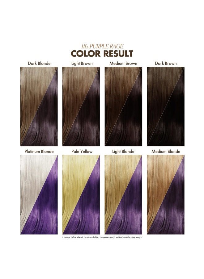 Semi Permanent Hair Color - Vegan and Cruelty-Free Purple Hair Dye - 4 Fl Oz - 116 Purple Rage (Pack of 1)