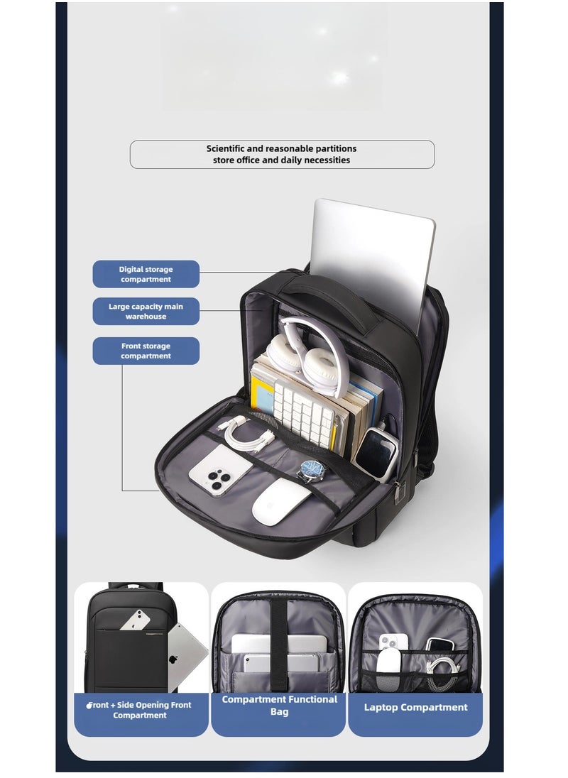 16 inch Waterproof Unisex Travel Backpack with USB Charging Port | Anti-Theft, Anti-Scratch Laptop Bag for Men, Women & Kids | Fits 16” Laptop Lightweight, Durable, Business & School Use Space Grey