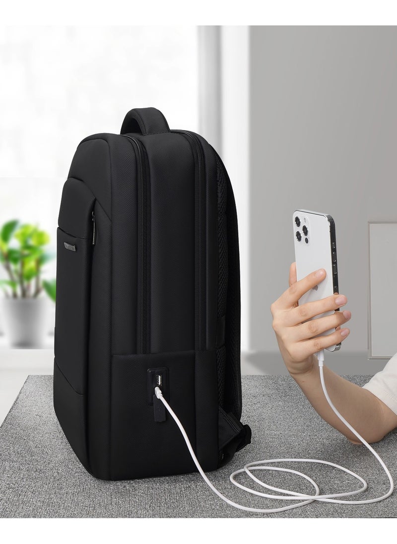 16 inch Waterproof Unisex Travel Backpack with USB Charging Port | Anti-Theft, Anti-Scratch Laptop Bag for Men, Women & Kids | Fits 16” Laptop Lightweight, Durable, Business & School Use Black