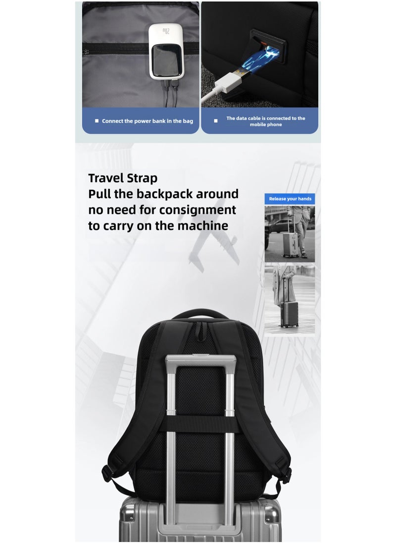 16 inch Waterproof Unisex Travel Backpack with USB Charging Port | Anti-Theft, Anti-Scratch Laptop Bag for Men, Women & Kids | Fits 16” Laptop Lightweight, Durable, Business & School Use Black