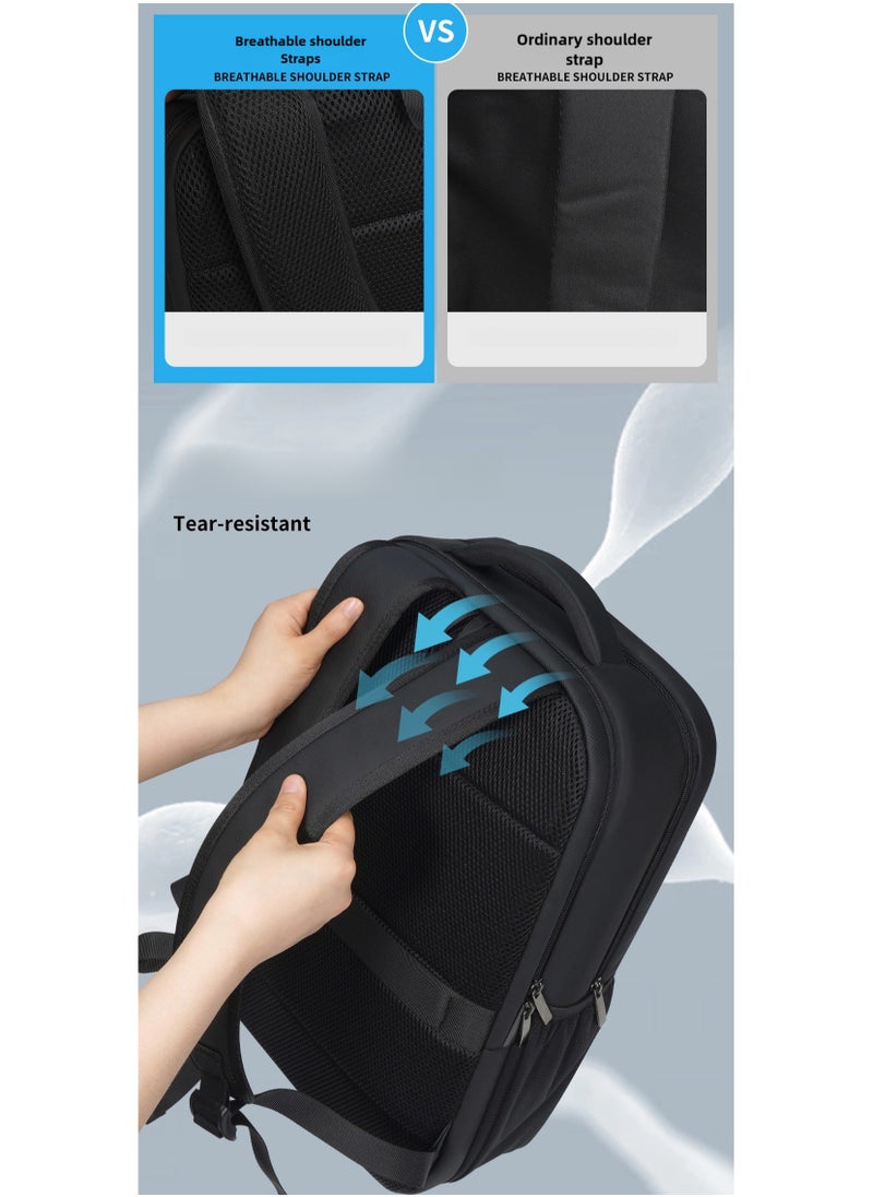 16 inch Waterproof Unisex Travel Backpack with USB Charging Port | Anti-Theft, Anti-Scratch Laptop Bag for Men, Women & Kids | Fits 16” Laptop Lightweight, Durable, Business & School Use Black
