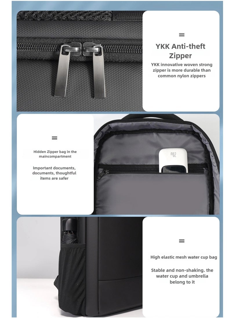 16 inch Waterproof Unisex Travel Backpack with USB Charging Port | Anti-Theft, Anti-Scratch Laptop Bag for Men, Women & Kids | Fits 16” Laptop Lightweight, Durable, Business & School Use Black