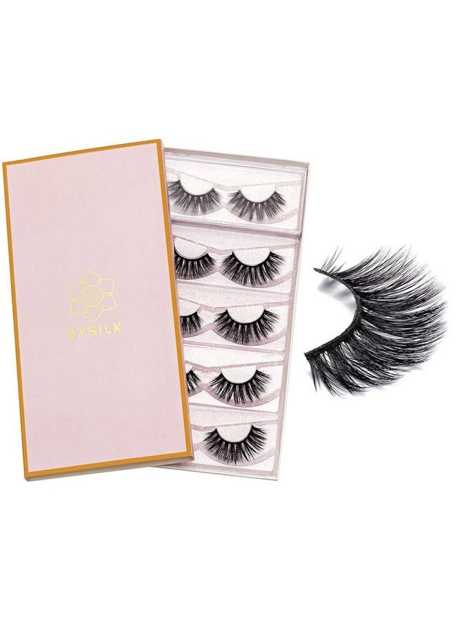 Lashes False Eyelashes - Mink Lashes 5 Pairs 6D Faux Eyelash - Wispy Eyelashes Fluffy Strip Lashes Fake Eyelashes Reusable Lash Extension Kit | 15.5mm