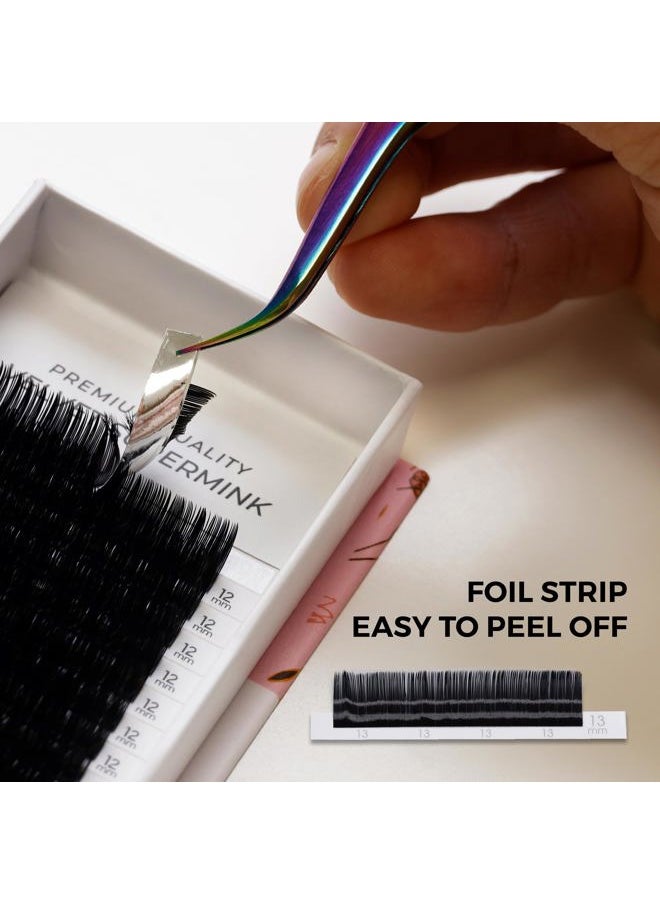 Super Mink Eyelashes Extensions - Multi Selections from 0.03 to 0.2, C CC D Curl, 7-15 mm Length Mixed Tray Silk Eyelashes, Individual Eyelash Extensions (7mm-15mm, 0.3 CC)