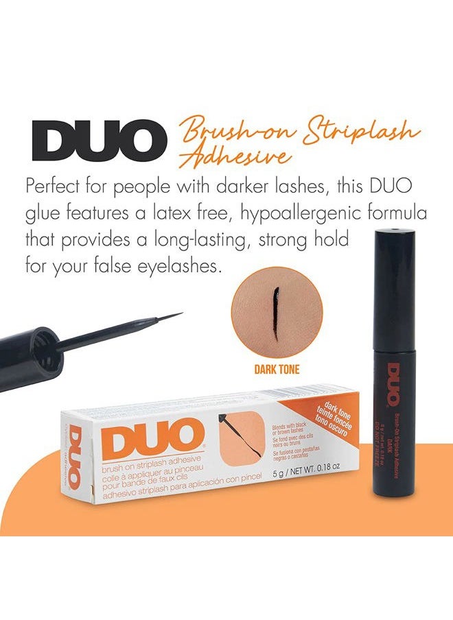 Brush-On Strip Lash Glue – Dark Tone, False Eyelash Adhesive with Precision Brush Applicator, Long-Lasting, Latex-Free Eyelash Glue, 0.18 oz
