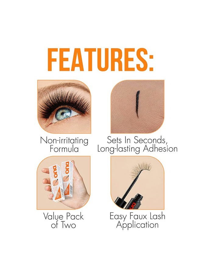 Brush-On Strip Lash Glue – Dark Tone, False Eyelash Adhesive with Precision Brush Applicator, Long-Lasting, Latex-Free Eyelash Glue, 0.18 oz