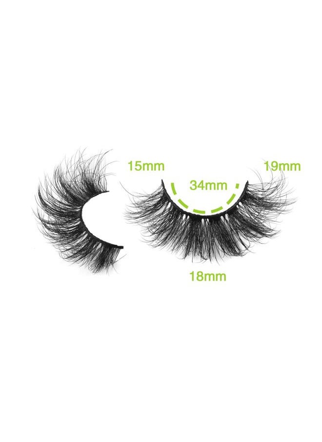 Mink Lashes False Eyelashes Dramatic Fluffy Mink Lashes Wispy 19 MM Curly Natural Look 3D Fake Eyelashes 10 Pairs Pack