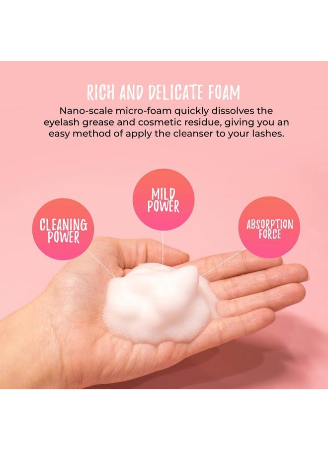 60ML Eyelash Extension Cleanser - Lash Shampoo for Lash Extensions, Lash Bath for Dry & Sensitive Skin, Removes All Make-Up Including Waterproof Make-Up (Lash Shampoo (60ML))