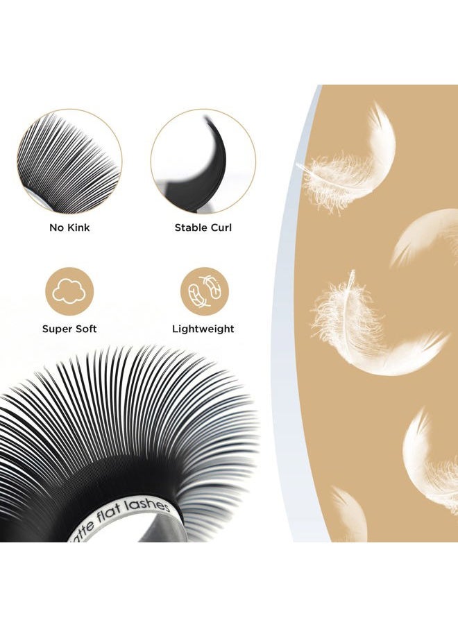 Eyelash Extensions,Ellipse Flat Eyelash Extensions 0.20mm D Curl 8-15mm Mixed Tray,Mink Black,Individual Lashes,Super Matte Extremely Soft Professional Salon Use