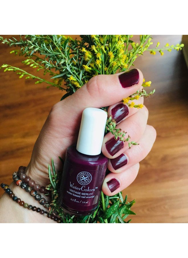Water-Based Nail Enamel, Vintage Merlot, Matte Deep Berry Red Wine, Eco-Friendly, Odorless & Vibrant Polish, 0.5 fl oz