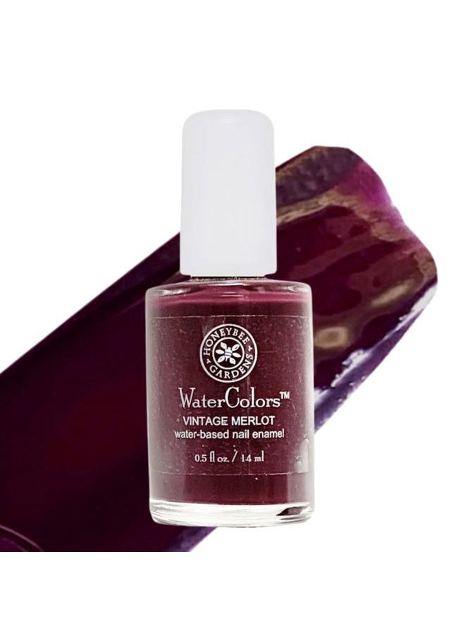 Water-Based Nail Enamel, Vintage Merlot, Matte Deep Berry Red Wine, Eco-Friendly, Odorless & Vibrant Polish, 0.5 fl oz