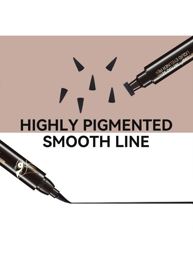 Eyeliner Stamp - Liquid Eyeliner, Waterproof Winged Eyeliner Stamp Black Eye Liner, Long Lasting Smudge Proof Quick Dry Cat Eye Makeup Pen Wingliner, 10mm