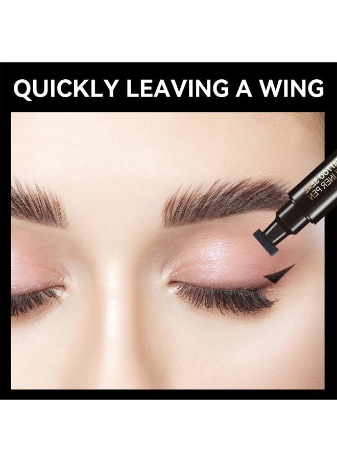 Eyeliner Stamp - Liquid Eyeliner, Waterproof Winged Eyeliner Stamp Black Eye Liner, Long Lasting Smudge Proof Quick Dry Cat Eye Makeup Pen Wingliner, 10mm