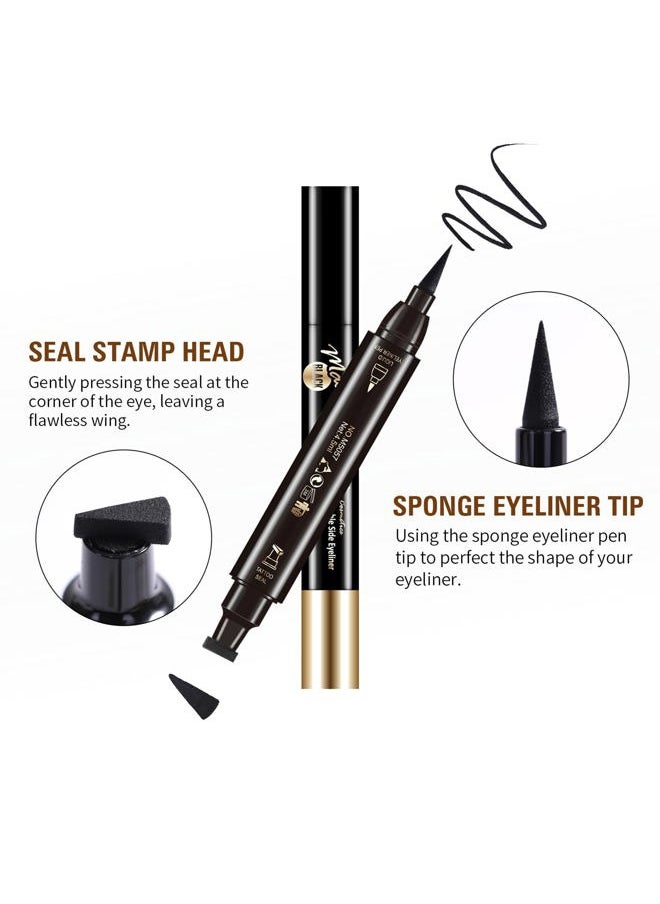 Eyeliner Stamp - Liquid Eyeliner, Waterproof Winged Eyeliner Stamp Black Eye Liner, Long Lasting Smudge Proof Quick Dry Cat Eye Makeup Pen Wingliner, 10mm