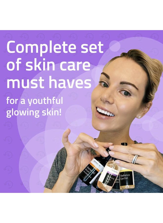 Skin Care Set: Hyaluronic Acid Serum for Face, Vitamin C Serum, Facial Toner, Under Eye Gel, Face Cream, Skincare Gift Set for Women & Men 5-Piece