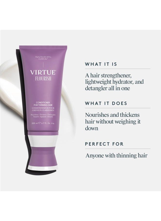 Virtue Flourish Conditioner for Thinning Hair | Nourishes, Thickens, Detangles Thinning Hair