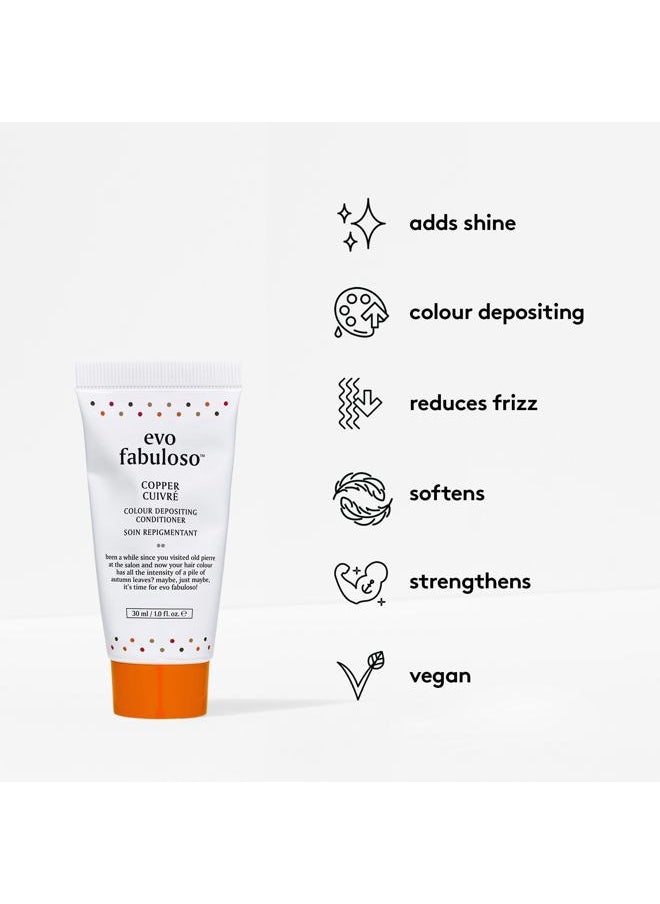Fabuloso Copper Colour Depositing Treatment - Colour Care Conditioner for Colour -Treated Hair - Helps Maintain Colour Depth, Tone & Shine, 30ml / 1.01fl.oz