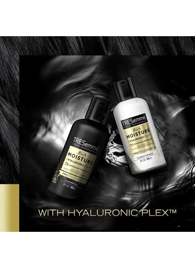 Conditioner Moisture Rich - Ceramide + Hyaluronic Acid, Travel-Size Conditioner for Damaged Hair, Moisturizing Conditioner TREsemme, Hair Care Products for Women/Men, 3 Oz (Pack of 3)
