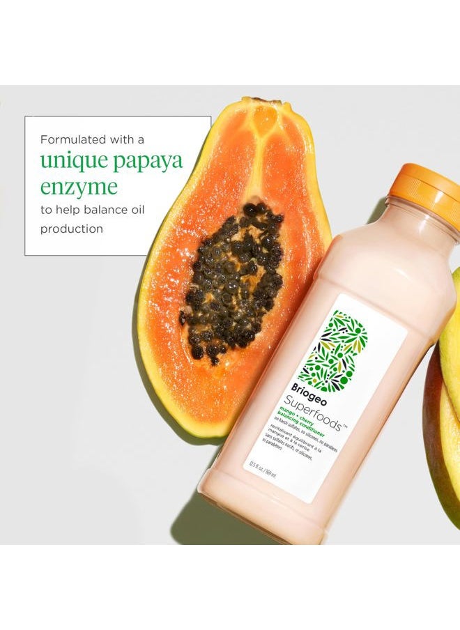 Superfoods Mango + Cherry Balancing Conditioner, Replenish Dull, Dry Hair and Balance Oil for Oily Hair, Conditions and Nourished All Hair Types and Textures, Vegan, Cruelty-Free, 12.5 fl oz