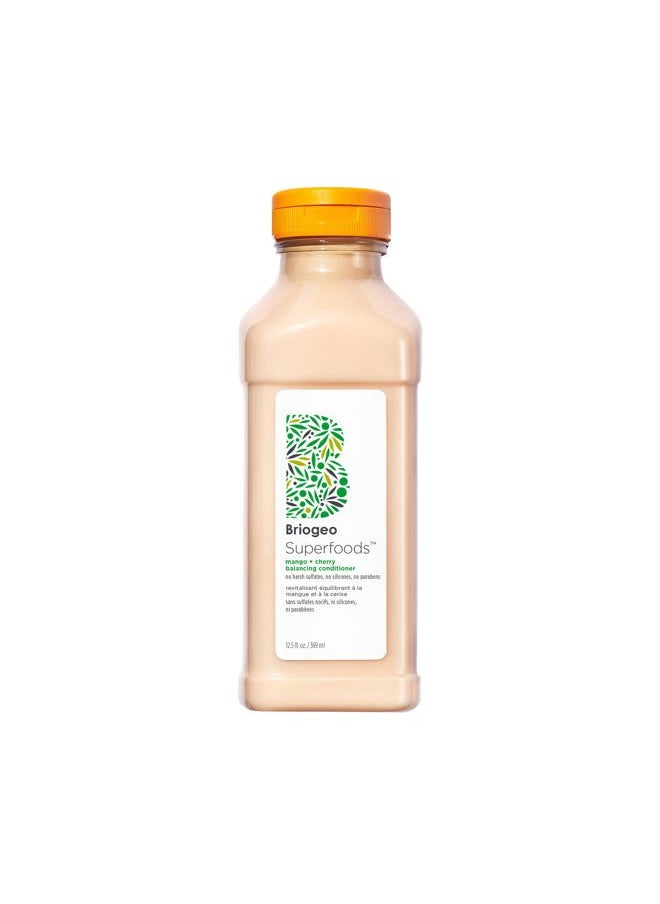 Superfoods Mango + Cherry Balancing Conditioner, Replenish Dull, Dry Hair and Balance Oil for Oily Hair, Conditions and Nourished All Hair Types and Textures, Vegan, Cruelty-Free, 12.5 fl oz