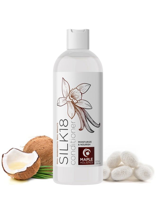 Silk Protein Conditioner for Damaged Hair - Ultra Moisturizing Conditioner for Dry Hair with Deeply Nourishing Shea Butter Argan Oil Green Tea & Aloe - Helps Define Curls & Control Frizz (12 Fl Oz)