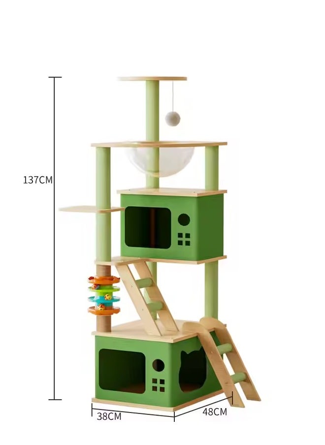 Cat Tree Cat Tower Kitten Condo House with Scratching Posts Cat Climbing Tree with Cat House Five-layer Cat Furniture 137 cm for Large Cat Pet tree Cat Bed easy to Assembly