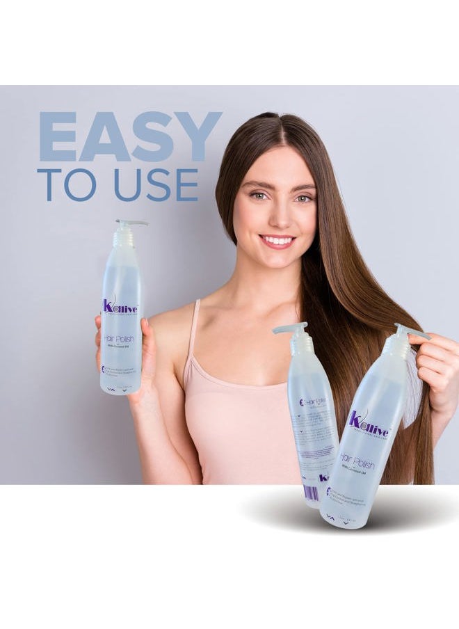 KALIVE Hair Polish with Coconut Oil - Nourishing, Smoothing for Frizzy, Dry, and Damaged Hair - 12 oz, Anti-Frizz Product
