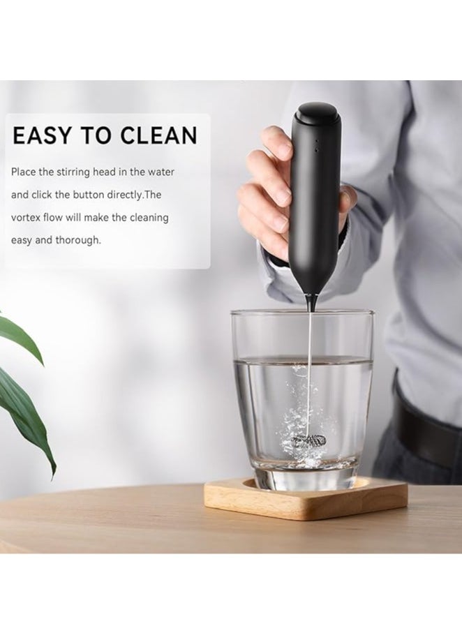 Handheld Electric Milk Frother with Integrated Stand Charger and Mount, Portable Beverage Blender for Coffee, Hot Chocolate, Matcha, Eggs - KJBQ-10