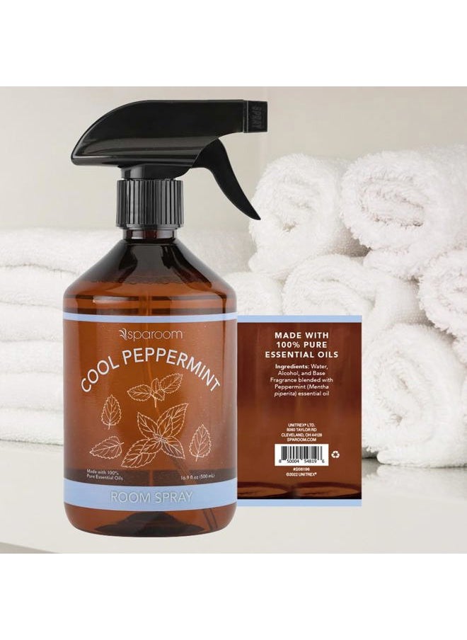 Sparoom Cool Peppermint Air Freshener&Linen Spray Essential Oil Infused an Minty&Crisp Refreshing Fragrance. Therapeutic Grade Aromatherapy, Non-Aerosol and Long-Lasting Invigoration Scent, 16.9 fl oz