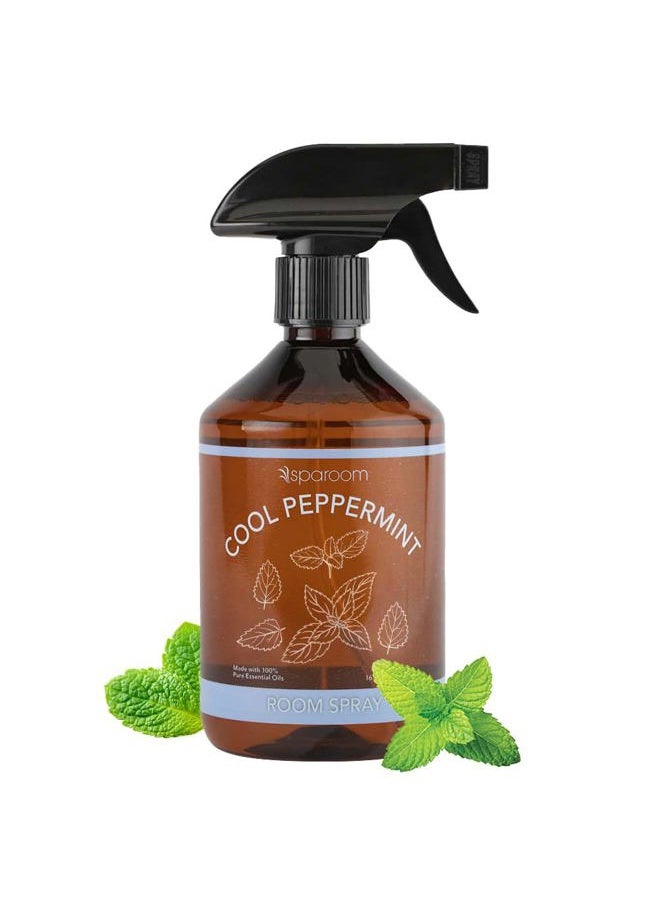 Sparoom Cool Peppermint Air Freshener&Linen Spray Essential Oil Infused an Minty&Crisp Refreshing Fragrance. Therapeutic Grade Aromatherapy, Non-Aerosol and Long-Lasting Invigoration Scent, 16.9 fl oz