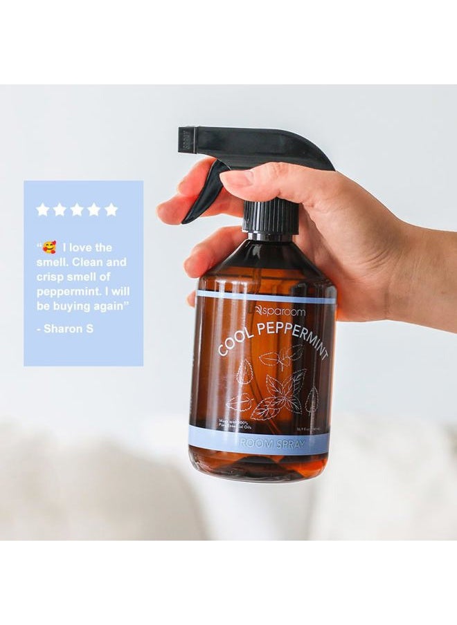 Sparoom Cool Peppermint Air Freshener&Linen Spray Essential Oil Infused an Minty&Crisp Refreshing Fragrance. Therapeutic Grade Aromatherapy, Non-Aerosol and Long-Lasting Invigoration Scent, 16.9 fl oz