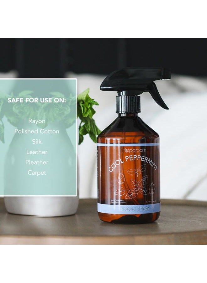 Sparoom Cool Peppermint Air Freshener&Linen Spray Essential Oil Infused an Minty&Crisp Refreshing Fragrance. Therapeutic Grade Aromatherapy, Non-Aerosol and Long-Lasting Invigoration Scent, 16.9 fl oz