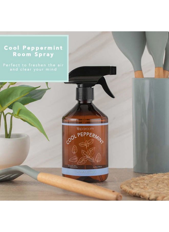 Sparoom Cool Peppermint Air Freshener&Linen Spray Essential Oil Infused an Minty&Crisp Refreshing Fragrance. Therapeutic Grade Aromatherapy, Non-Aerosol and Long-Lasting Invigoration Scent, 16.9 fl oz