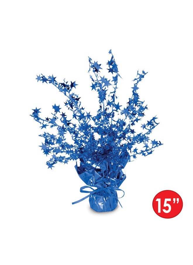 Star Gleam 'N Burst Centerpiece, Blue Table Adornment for Special Events & Parties, Metallic Table Display & Star Decorations, 15