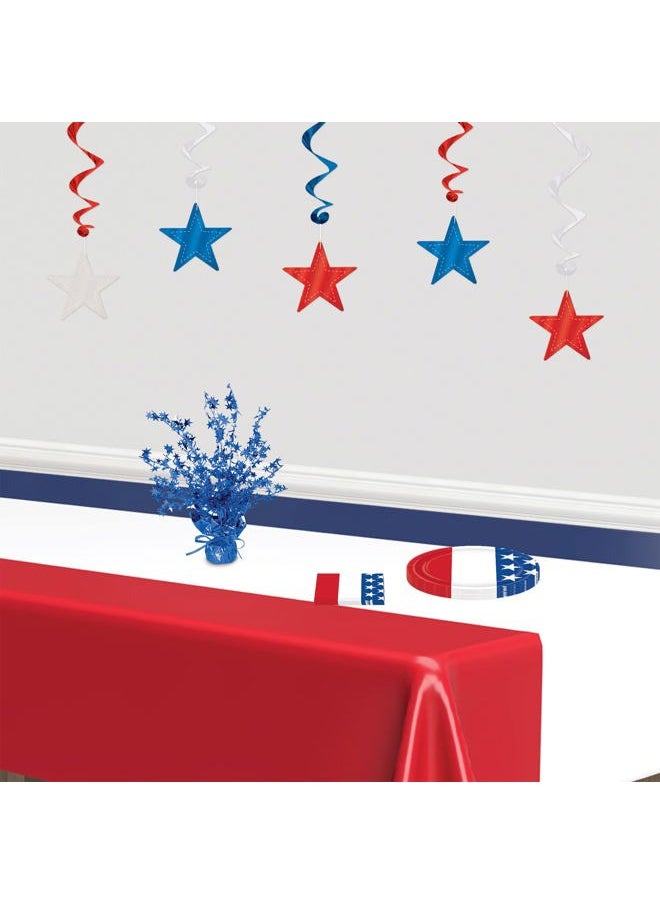 Star Gleam 'N Burst Centerpiece, Blue Table Adornment for Special Events & Parties, Metallic Table Display & Star Decorations, 15