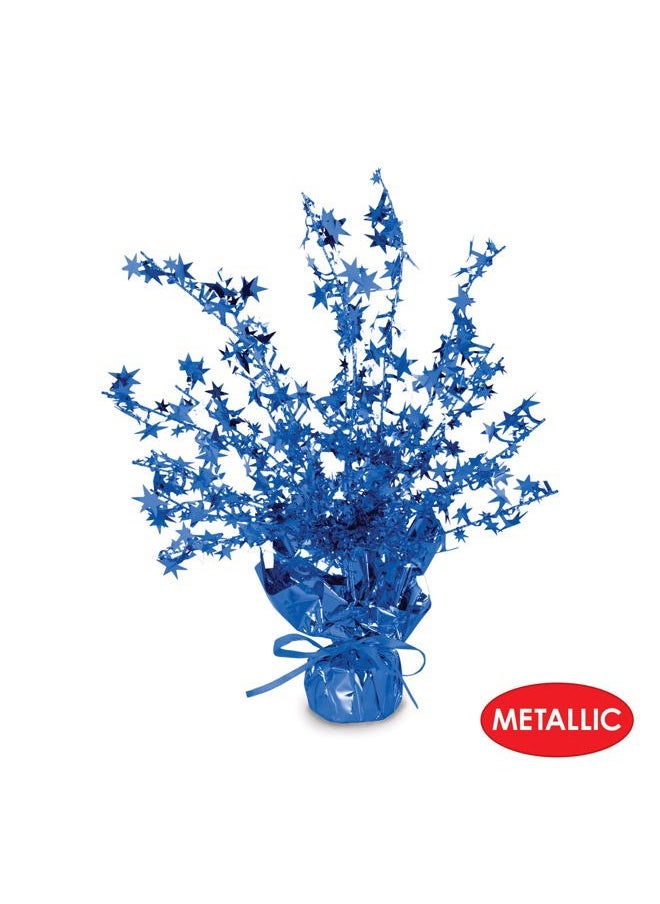 Star Gleam 'N Burst Centerpiece, Blue Table Adornment for Special Events & Parties, Metallic Table Display & Star Decorations, 15