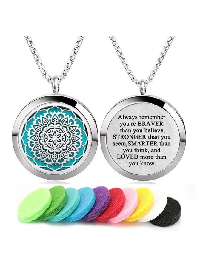 Aromatherapy Essential Oil Diffuser Necklace Stainless Steel lnspirational Locket Pendant(Flower)