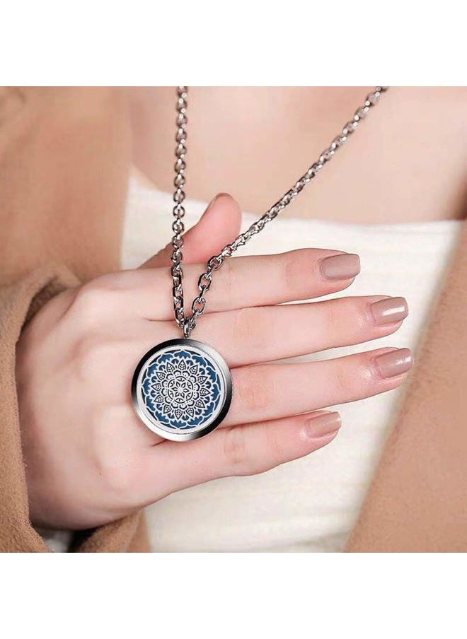 Aromatherapy Essential Oil Diffuser Necklace Stainless Steel lnspirational Locket Pendant(Flower)
