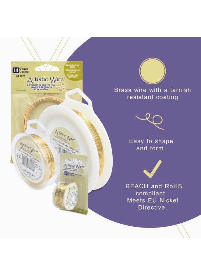 18 Gauge Tarnish Resistant Brass Craft Jewelry Wrapping Wire, Gold Color, 4 yd